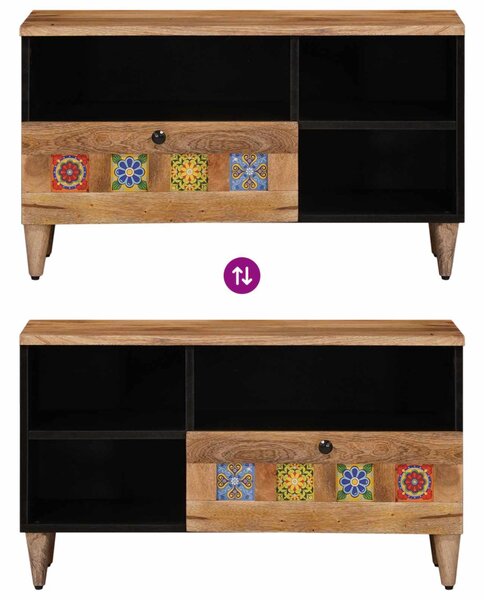 TV szekrény fiókkal Természetes 80 x 33 x 46 cm Tömör Mangófát