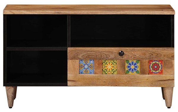 TV szekrény fiókkal Természetes 80 x 33 x 46 cm Tömör Mangófát