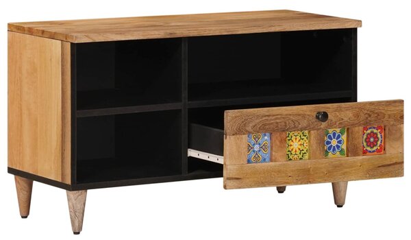 TV szekrény fiókkal Természetes 80 x 33 x 46 cm Tömör Mangófát