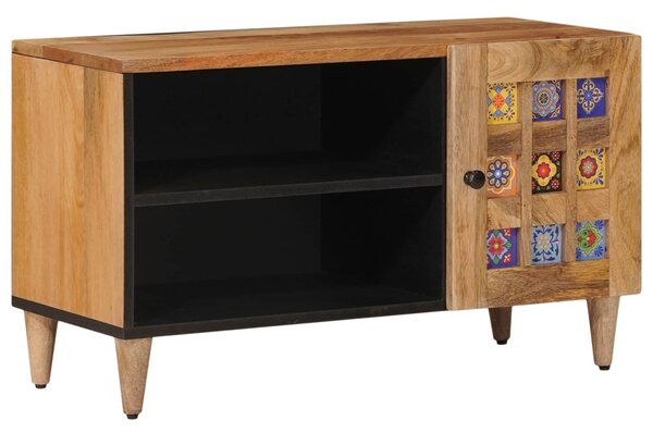 TV szekrény ajtóval Természetes 80 x 33 x 46 cm Tömör Mangófát