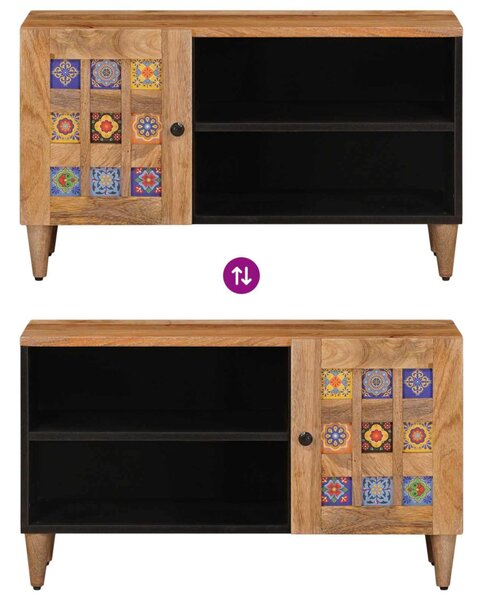 TV szekrény ajtóval Természetes 80 x 33 x 46 cm Tömör Mangófát