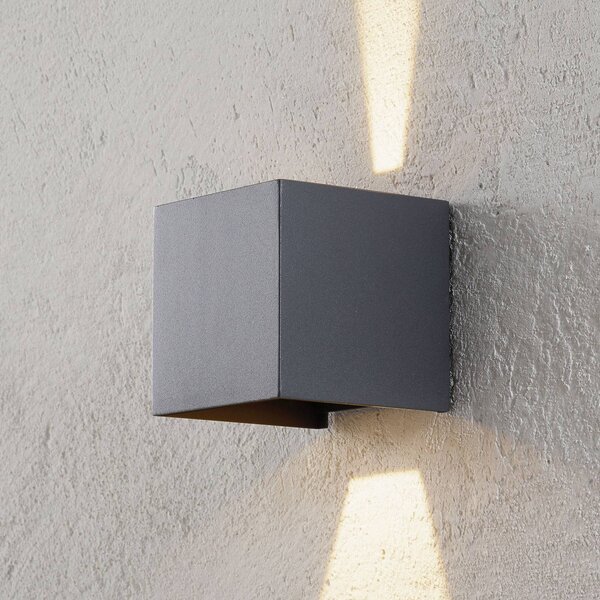 ORION LED kültéri fali világítás Cube, antracit, fém, 10 cm, fel/le, Alu / szürke / cink, Alumínium, Modern