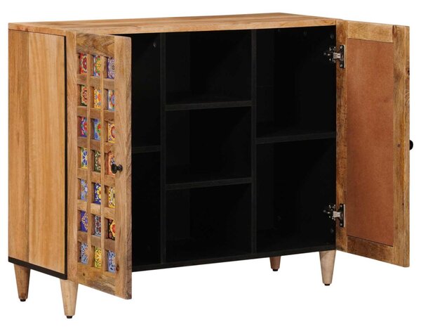 Széf polcokkal Természetes 90 x 33 x 75 cm Tömör Mangófát