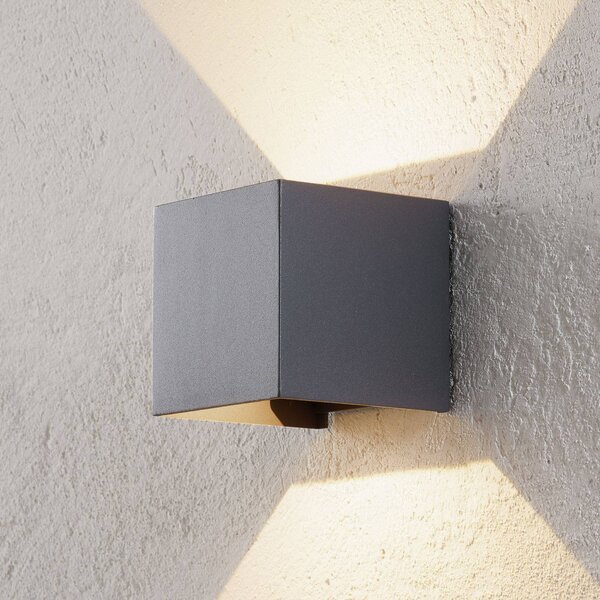 ORION LED kültéri fali világítás Cube, antracit, fém, 10 cm, fel/le, Alu / szürke / cink, Alumínium, Modern
