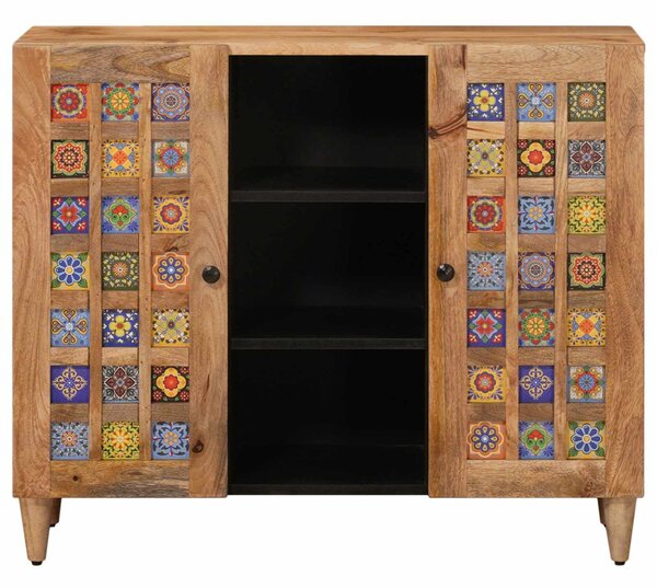 Széf polcokkal Természetes 90 x 33 x 75 cm Tömör Mangófát