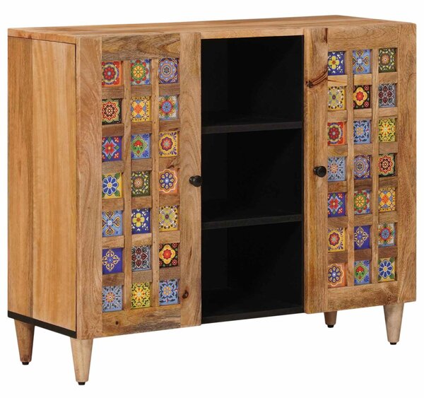 Széf polcokkal Természetes 90 x 33 x 75 cm Tömör Mangófát