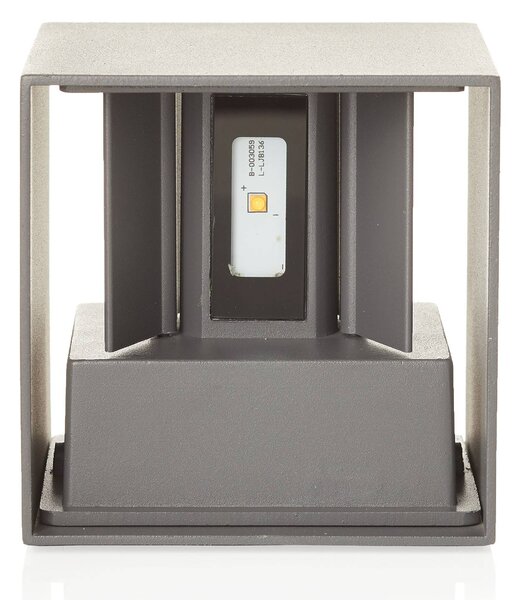ORION LED kültéri fali világítás Cube, antracit, fém, 10 cm, fel/le, Alu / szürke / cink, Alumínium, Modern