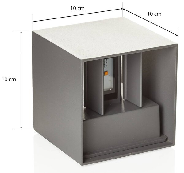 ORION LED kültéri fali világítás Cube, antracit, fém, 10 cm, fel/le, Alu / szürke / cink, Alumínium, Modern