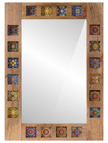 Fürdőszobai tükör Természetes 50 x 70 x 3 cm Tömör Mangófát