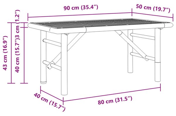 Dohányzóasztal Barna 90 x 50 x 43 cm bambusz