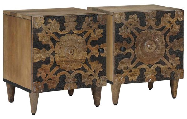 Éjjeliszekrény 2 db Barna 40 x 33,5 x 46 cm Tömör Mangófát
