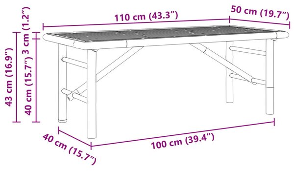 Dohányzóasztal Barna 110 x 50 x 43 cm bambusz