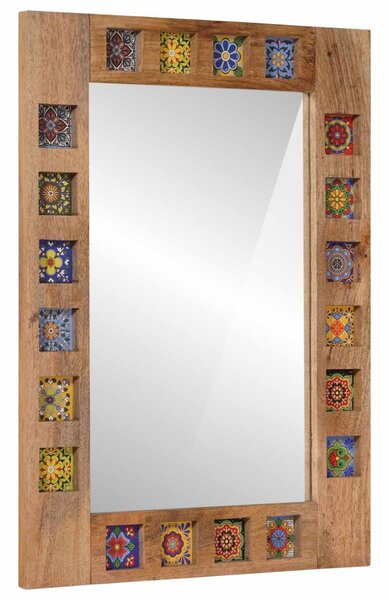Fürdőszobai tükör Természetes 50 x 70 x 3 cm Tömör Mangófát