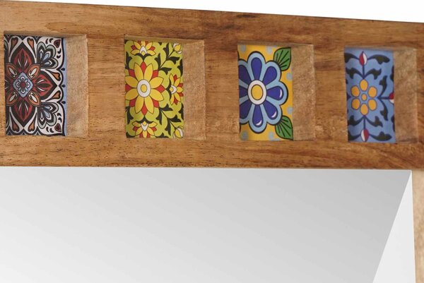 Fürdőszobai tükör Természetes 50 x 70 x 3 cm Tömör Mangófát
