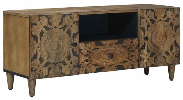 TV szekrény fiókkal Barna 105 x 33,5 x 46 cm Tömör Mangófát