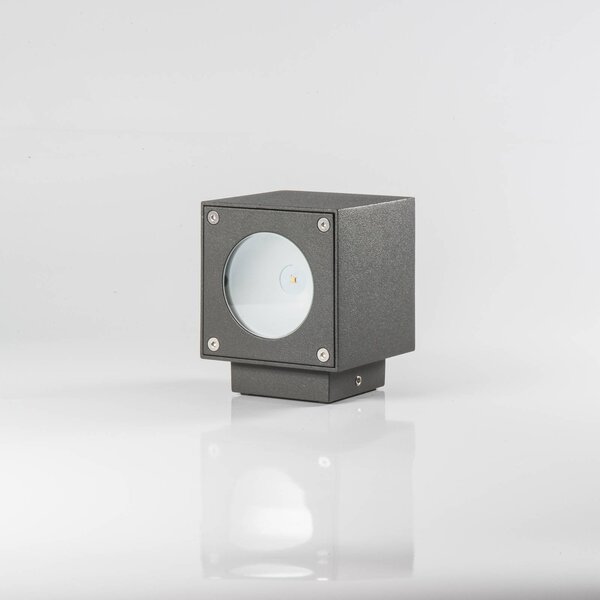 Lucande LED kültéri fali lámpa Jarno, antracit, 2 darabos szett, fém, 9cm, Fekete, Alumínium, Modern