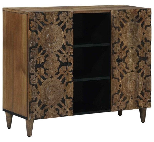 Széf polcokkal tárolóval Barna 90 x 33,5 x 75 cm Tömör Mangófát