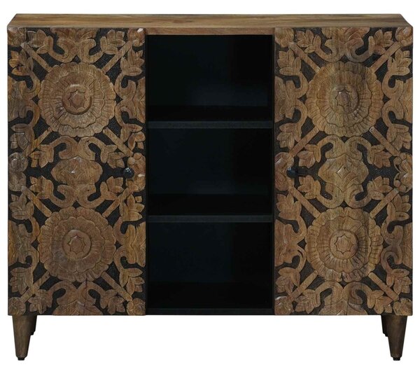 Széf polcokkal tárolóval Barna 90 x 33,5 x 75 cm Tömör Mangófát