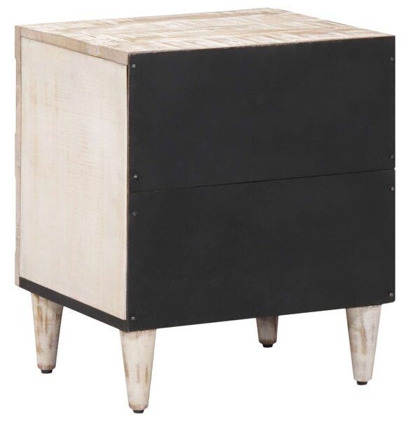 Éjjeliszekrény 2 db Fehér 40 x 33,5 x 46 cm Tömör Mangófát
