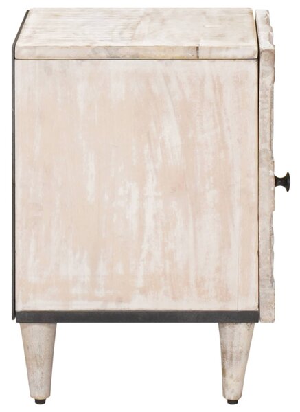 Éjjeliszekrény 2 db Fehér 40 x 33,5 x 46 cm Tömör Mangófát