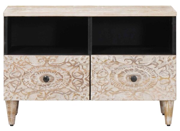 TV szekrény tárolóval Fehér 70 x 33,5 x 46 cm Tömör Mangófát