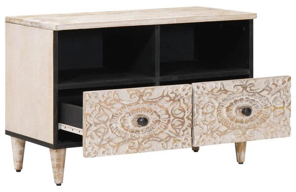 TV szekrény tárolóval Fehér 70 x 33,5 x 46 cm Tömör Mangófát