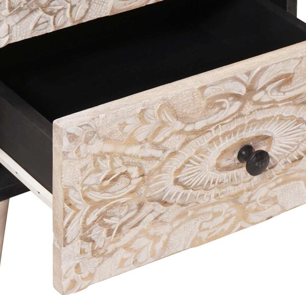 Éjjeliszekrény 2 pcs Fehér 40 x 33,5 x 46 cm Tömör Mangófát