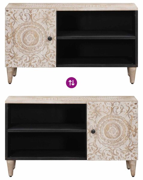 TV szekrény polcokkal Fehér 80 x 31,5 x 46 cm Tömör Mangófát