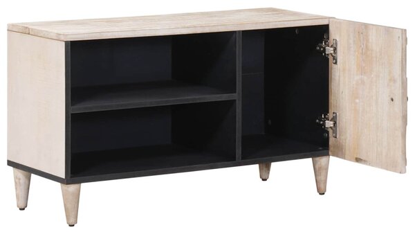 TV szekrény polcokkal Fehér 80 x 31,5 x 46 cm Tömör Mangófát