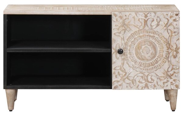 TV szekrény polcokkal Fehér 80 x 31,5 x 46 cm Tömör Mangófát
