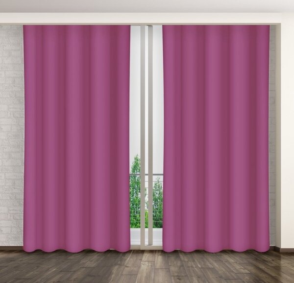 Egyszínű rózsaszín sötétítő függöny ringlikkel Hossz: 270 cm