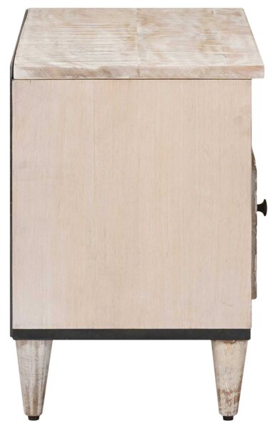 TV szekrény fiókkal Fehér 80 x 33,5 x 46 cm Tömör Mangófát