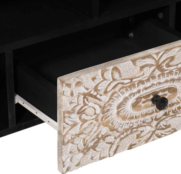 TV szekrény fiókkal Fehér 100 x 33,5 x 46 cm Tömör Mangófát