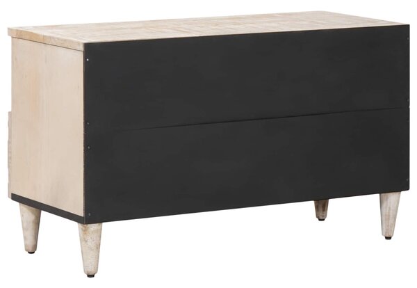 TV szekrény fiókkal Fehér 80 x 33,5 x 46 cm Tömör Mangófát