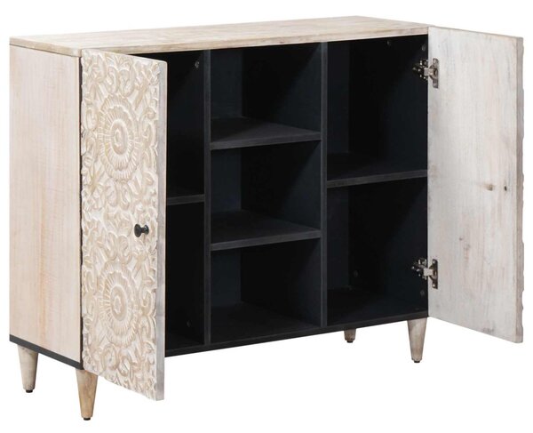 Széf polcokkal tárolóval Fehér 90 x 33,5 x 75 cm Tömör Mangófát