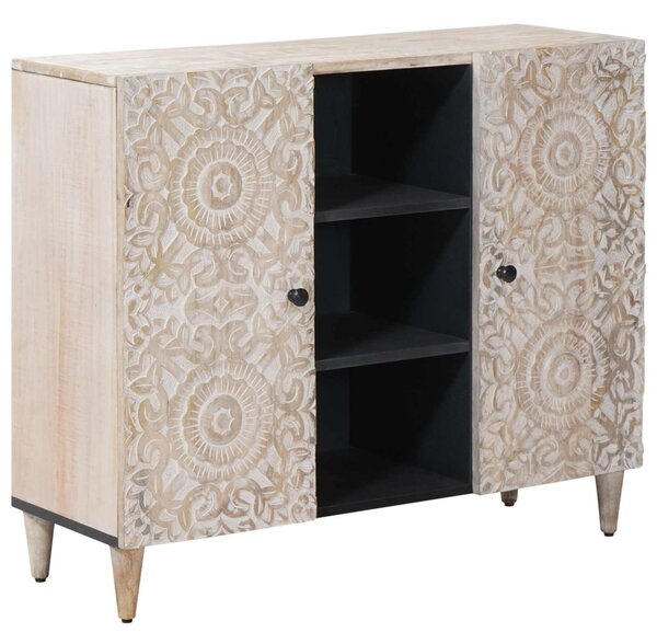 Széf polcokkal tárolóval Fehér 90 x 33,5 x 75 cm Tömör Mangófát