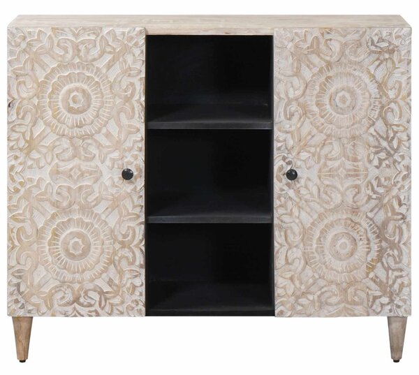 Széf polcokkal tárolóval Fehér 90 x 33,5 x 75 cm Tömör Mangófát