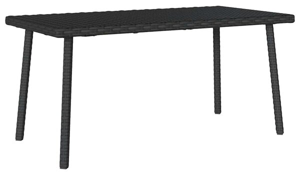 Téglalap fekete polyrattan kerti dohányzóasztal 80x40x37cm