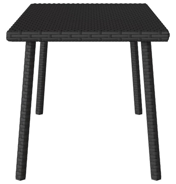 Téglalap fekete polyrattan kerti dohányzóasztal 80x40x37cm