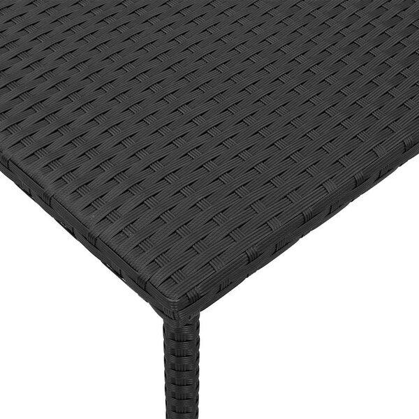 Téglalap fekete polyrattan kerti dohányzóasztal 80x40x37cm