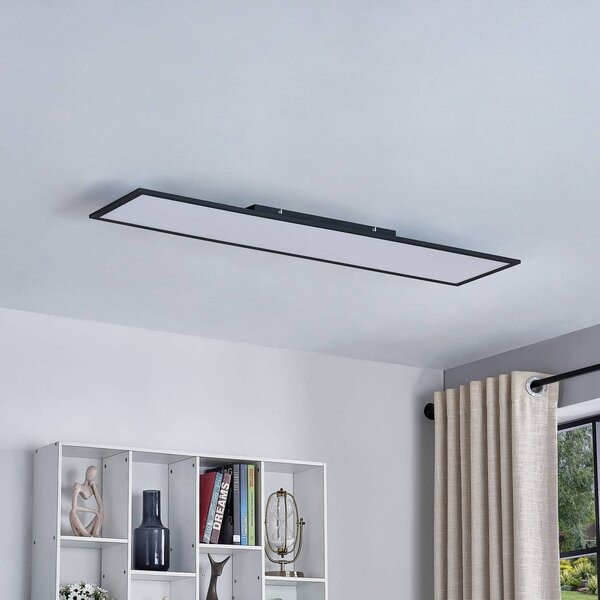 Lindby LED panel Lamin, fekete, 120cm, CCT, dimmelhető, távirányítós, dimmelhető, Fekete, Nappali / Étkező, Modern