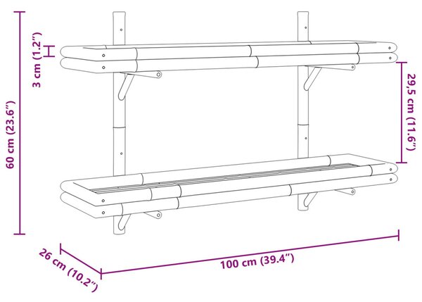 Falifiók polcokkal tárolóval Barna 100 x 26 x 60 cm bambusz
