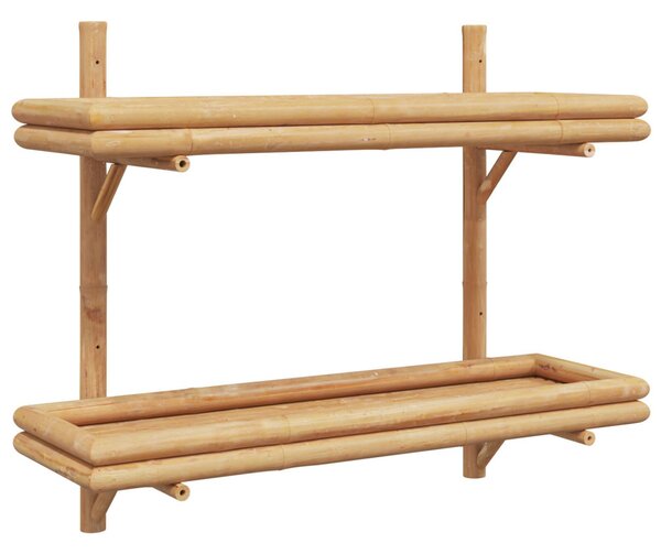 Falpolc polcokkal tárolóval Barna 75 x 26 x 60 cm bambusz