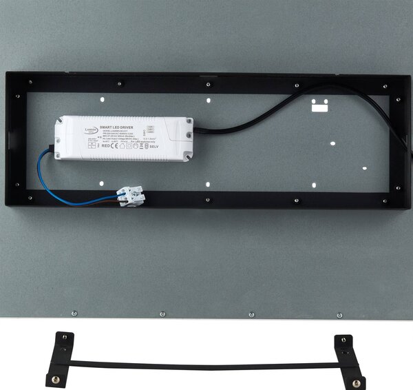 Lindby LED panel Lamin, fekete, 120cm, CCT, dimmelhető, távirányítós, dimmelhető, Fekete, Nappali / Étkező, Modern