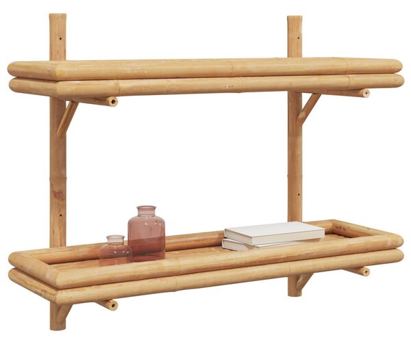 Falpolc polcokkal tárolóval Barna 75 x 26 x 60 cm bambusz