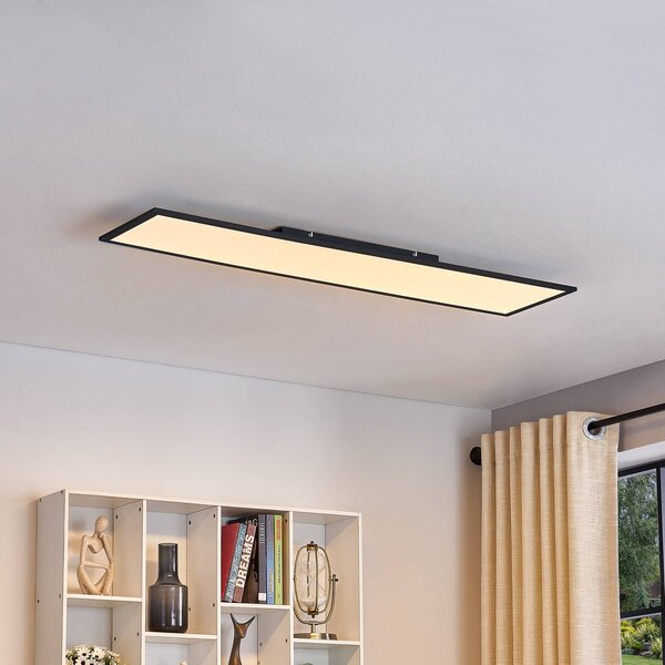 Lindby LED panel Lamin, fekete, 120cm, CCT, dimmelhető, távirányítós, dimmelhető, Fekete, Nappali / Étkező, Modern