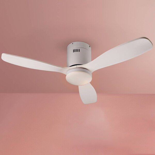 Schuller Valencia LED mennyezeti ventilátor Siroco Mini, DC, csendes, fehér, CCT, dimmelhető, Fehér / opál, Nappali / Étkező, Fa, Modern