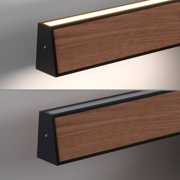 PURE LED függő világítás E-Motion, tölgy/fekete gyöngyház, CCT, dimmelhető, Világos fa, Nappali / Étkező, Alumínium, Modern
