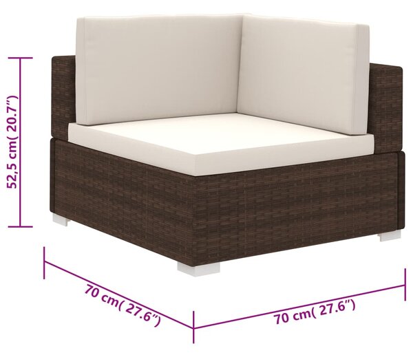 6-részes barna polyrattan kerti bútorszett párnákkal