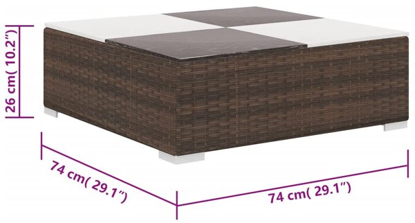 6-részes barna polyrattan kerti bútorszett párnákkal